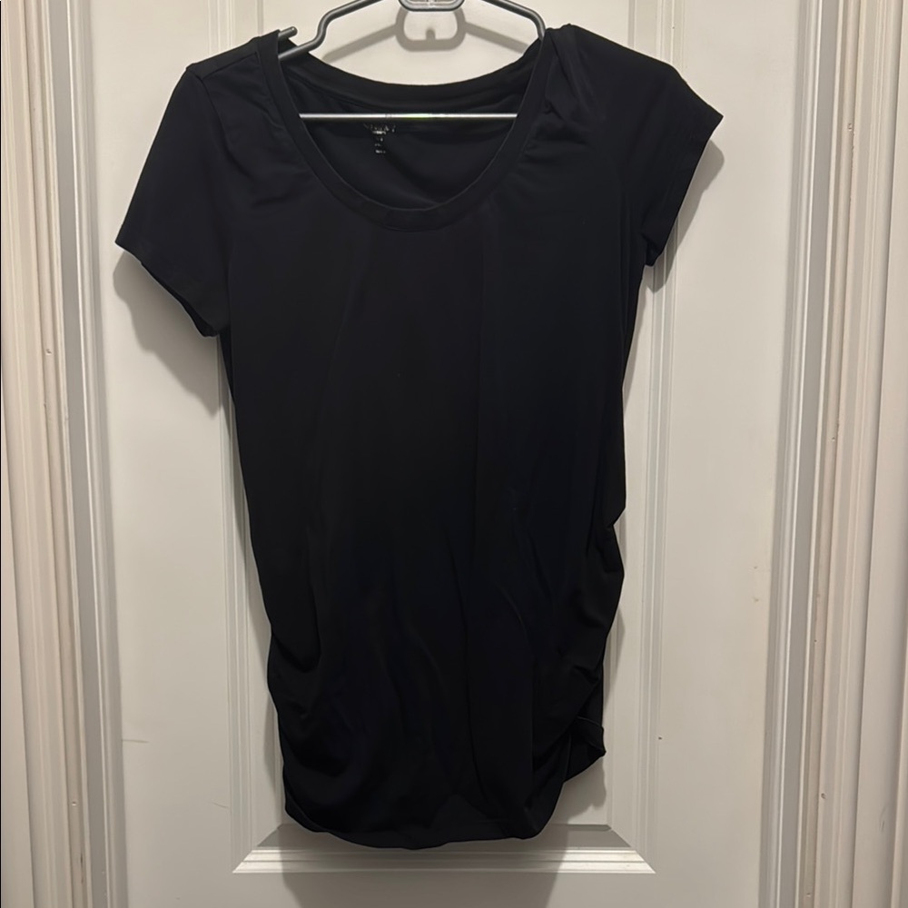 Old Navy Maternity Black Fitted Ruched Short Sleeve Tee